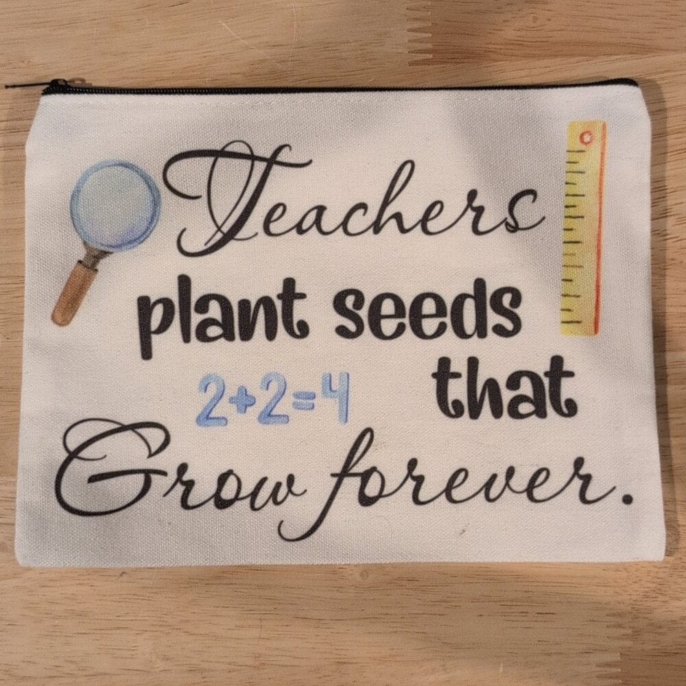 Pencil Pouch Cosmetic Bag Clutch Teacher Appreciation 9 in x 7 in